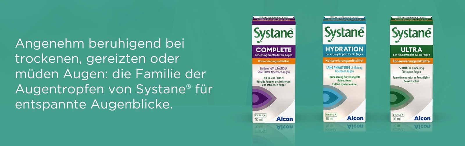 Zu sehen sind die Familie der Augentropfen von Systane.